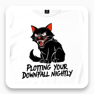 Plotting Your Downfall Shirt, Mischievous Black Cat Tee, Halloween Gift, Funny Cat Lover T-Shirt