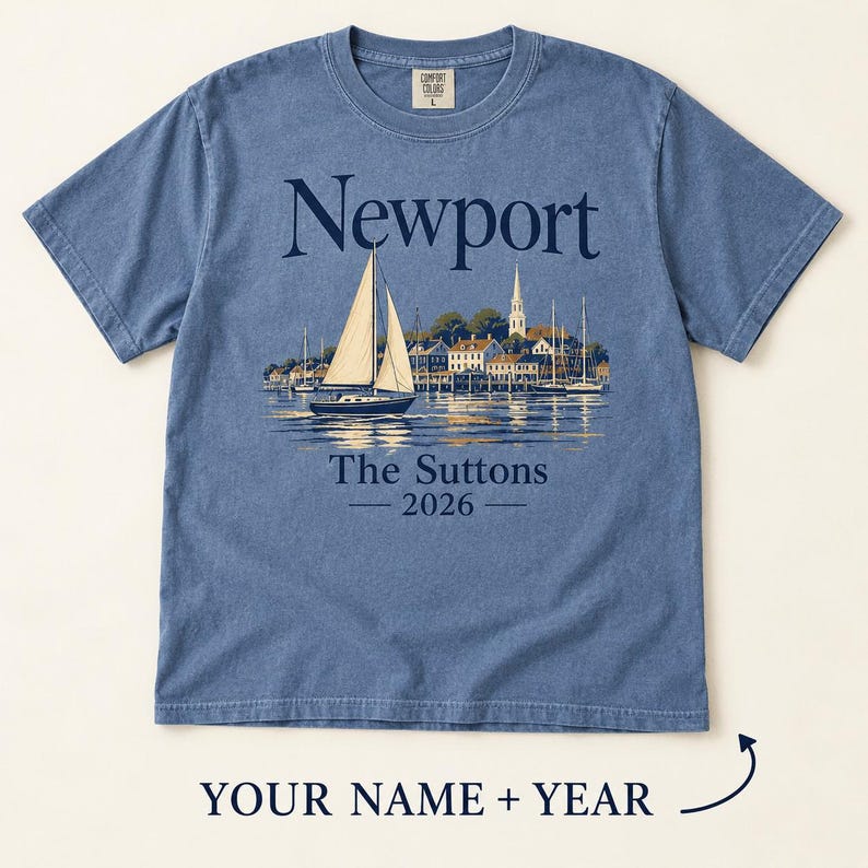 Newport Rhode Island Shirt, Optional Family Name and Trip Year, Personalized Travel Keepsake, Comfort Colors Tee