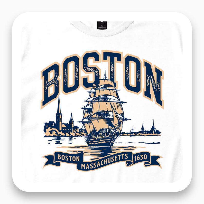 Boston Massachusetts Shirt, Historic Harbor Tee, New England Travel Gift, Vintage City T-Shirt