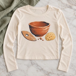 Pottery Studio Long Sleeve Tee, Terracotta Bowl Art, Gift for Pottery Lovers