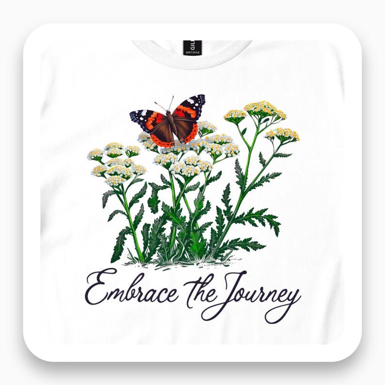Embrace The Journey Butterfly Shirt, Red Admiral Tee, Floral Nature Gift, Serene Botanical T-Shirt