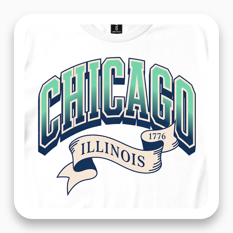 Chicago Illinois Shirt, Coastal City Tee, Retro Travel Gift, Vintage Gradient T-Shirt