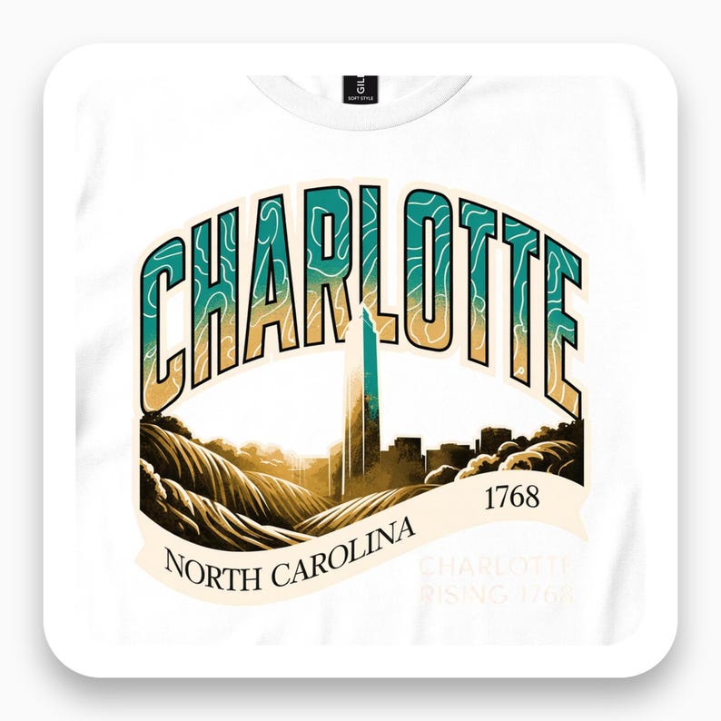 Charlotte Rising 1768 Shirt, North Carolina Skyline Tee, Charlotte NC Gift, Urban Landscape T-Shirt