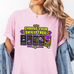 Comfort Colors® Choose Your Skill Tree Shirt, Funny Life Skills Tee, Gamer Humor Gift, Napping Lover T-Shirt, Retro Arcade Style