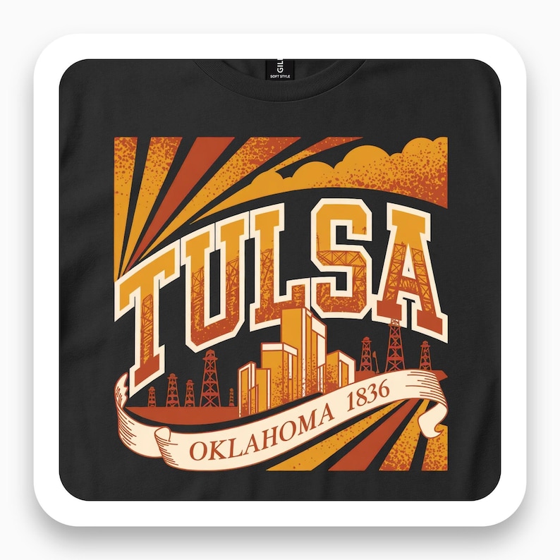 Tulsa Oklahoma Shirt, Art Deco Vintage Tee, Oil Derrick Gift, 1930s Retro T-Shirt, Hometown Pride