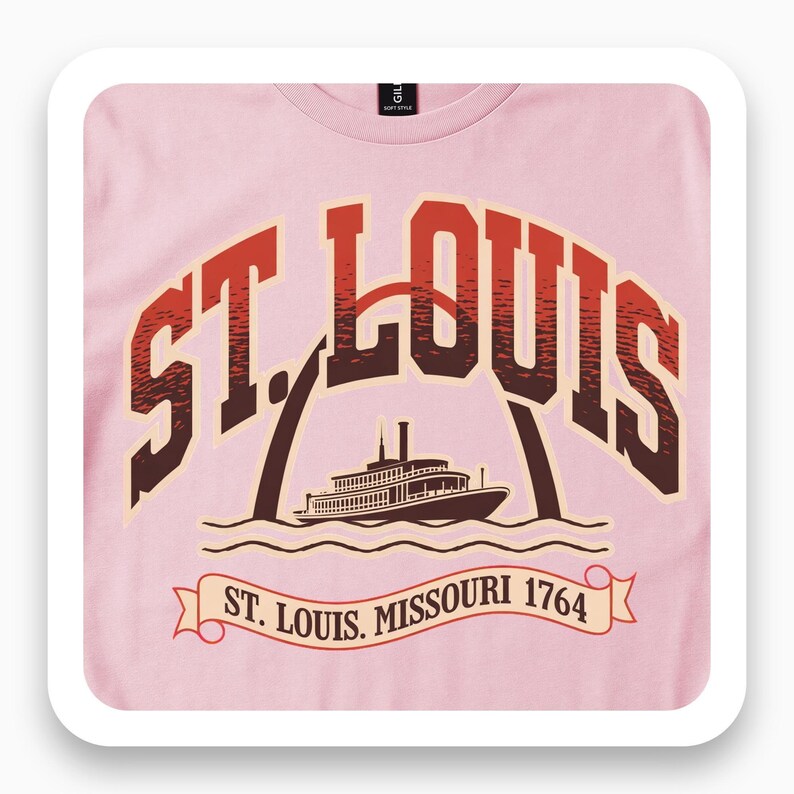 St. Louis Arch Shirt, Missouri Riverboat Tee, Gateway City Gift, Vintage Travel T-Shirt
