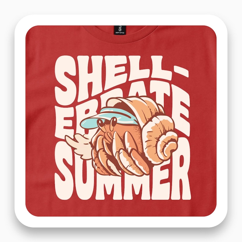Shell-ebrate Summer Shirt, Cute Hermit Crab Tee, Beach Day Gift, Retro Pastel T-Shirt