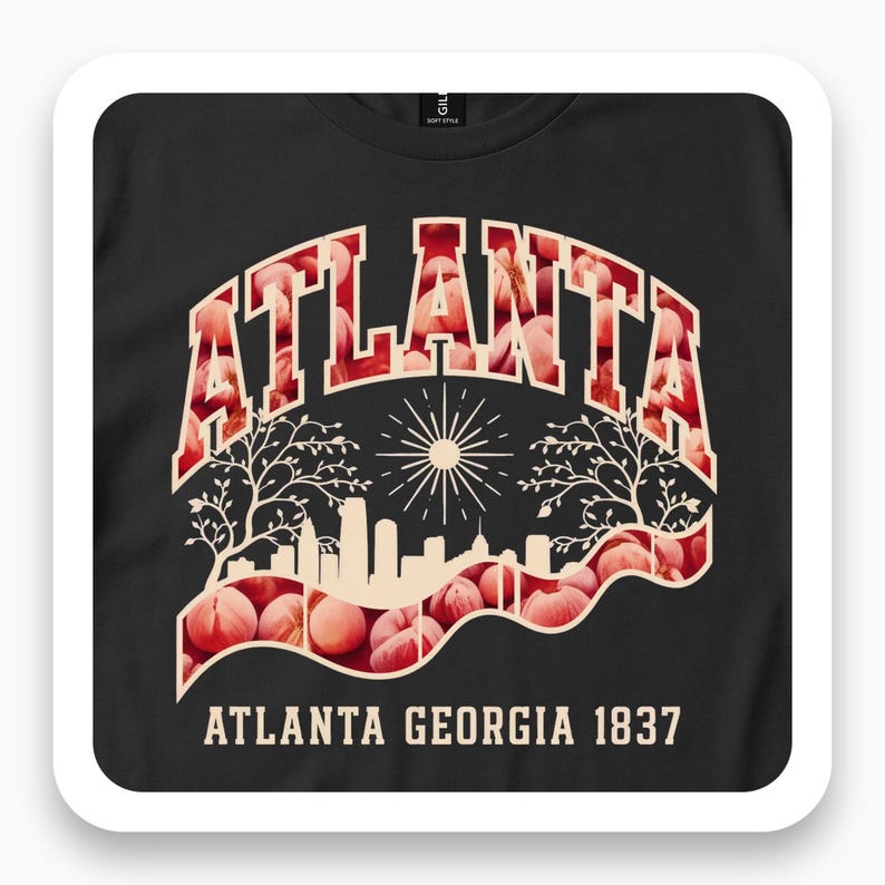 Atlanta Georgia Skyline Shirt, Peach Blossom Heritage Tee, Atlanta 1837 Gift, Southern Pride T-Shirt
