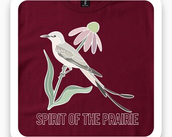 Spirit Of The Prairie Shirt, Scissor-tailed Flycatcher Tee, Minimalist Bird Lover Gift, Nature Art T-Shirt