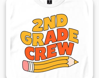 2nd Grade Crew Shirt, Retro Teacher Tee, Back to School Gift, Groovy Classroom T-Shirt