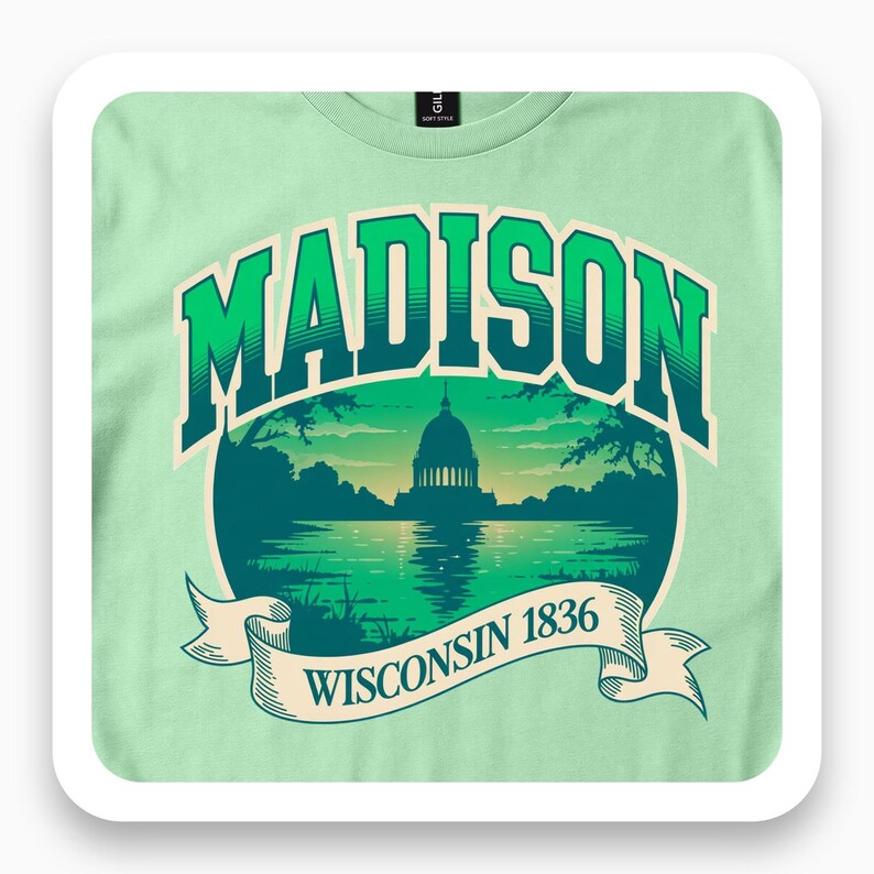 Madison Wisconsin Shirt, Capitol Dome Tee, Vintage Collegiate Gift, Lake City T-Shirt
