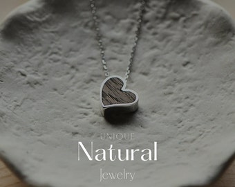 Silver 925 & Wood Heart Necklace