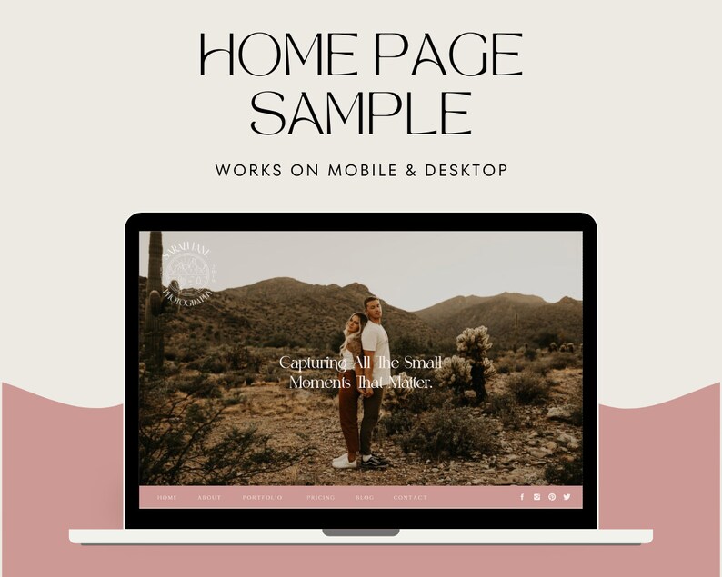 Showit Website Template for Photographer Neutral Pink Colors Mobile