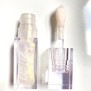 Brillo labial vegano de perla de jazmín / Hecho a mano, aceite de coco natural