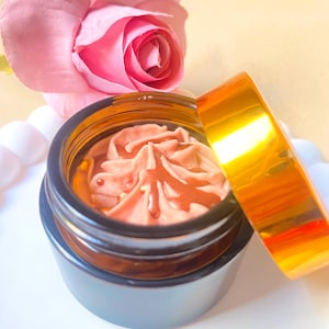Vanilla and Rose Peral Shimmer Glow Body Butter - Organic Mango Butter & Shea Butter  Glow Body Butter - Non-Greasy