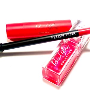 Glow Lip Combo Set | Feuchtigkeitsspendender Lipgloss | Sculpt & Shade Lippenstift | Langlebig | Matter Lippenstift ~ Soft Girl Lip Combo