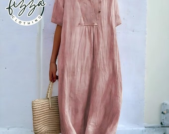 linen clothing for women dress- Premium Linen dress for Women - Linen Loose half sleeves Dress - spring clothing