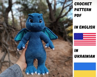 DIY Blue Dragon Amigurumi - Instant Download Crochet Pattern