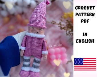 Instant Download Gnome Crochet Doll Pattern - Cute Amigurumi Instructions, PDF file, crochet doll