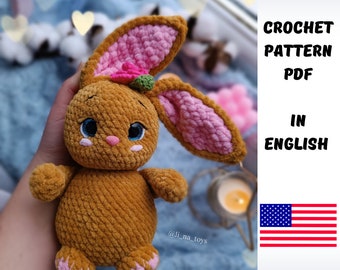 Crochet plush bunny, DIY master class, animal pattern, amigurumi bunny, bunny toys for baby, plush bunny pattern, plush rabbit pattern