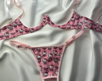 Lingerie Open Crotch Harness, Open Cup Lingerie, Open Bra, Hello Kitty Hot  Crotchless Panties, Erotic Sexy Sheer Lingerie, Lingerie for Sex - Etsy