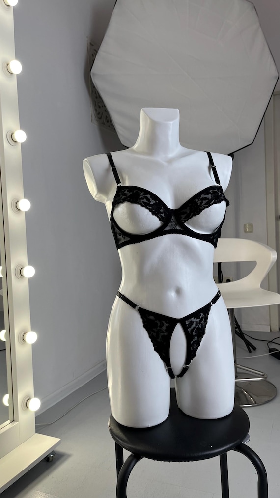 Lingerie Open Crotch, Open Cup Lingerie, Open Bra, Black Lingerie, Hot  Crotchless Panties, Erotic Sexy Sheer Lingerie, Lingerie for Sex