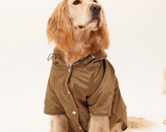 Waterproof Dog Raincoat with Hood - Khaki Green Raincoat - Dog Apparel - Pet Clothing