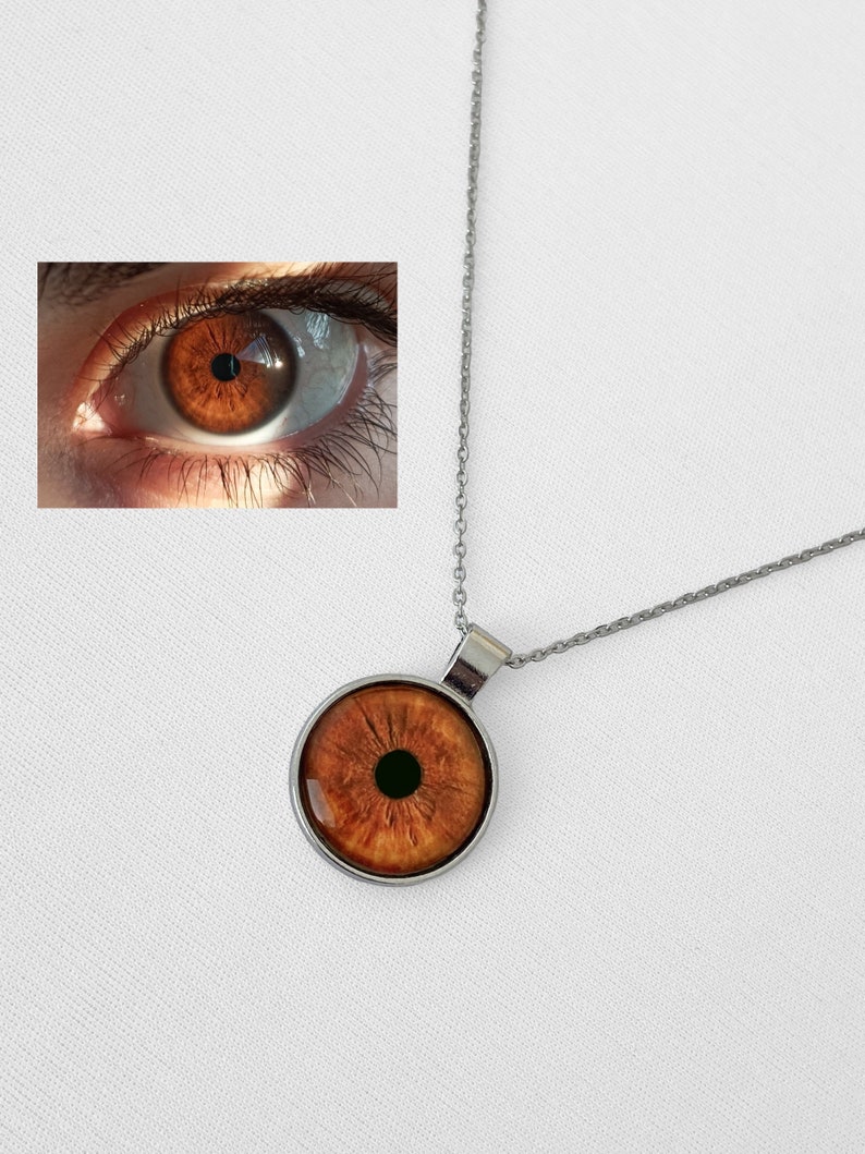 Eye Necklace Personalized Eye Iris Necklace Silver