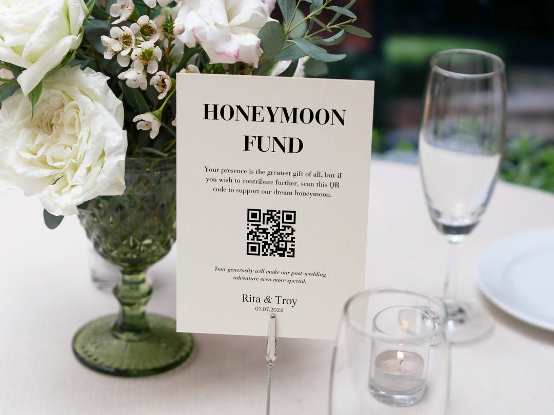 Honeymoon Fund QR Code Template, Editable Honeyfund Sign, Custom ...