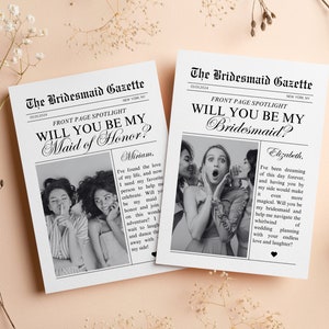 Journal de proposition de demoiselle d'honneur de mariage, modifiable Serez-vous ma demoiselle d'honneur, carte de demoiselle d'honneur, modèle de toile d'invitation photo meilleurs amis