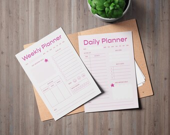 A4 Printable Weekly and Daily Planner Set - Prioritize Your Goals with Ease!