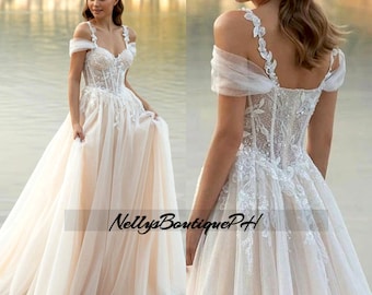 Luxurious Exquisite Silky Organza Wedding Dresses Strapless Sleeveless With Pearls Big Bow Long Train Bridal Gown