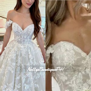 Sweetheart Delicate Beaded Lace Appliques Ball Gown Princess Prom Dress