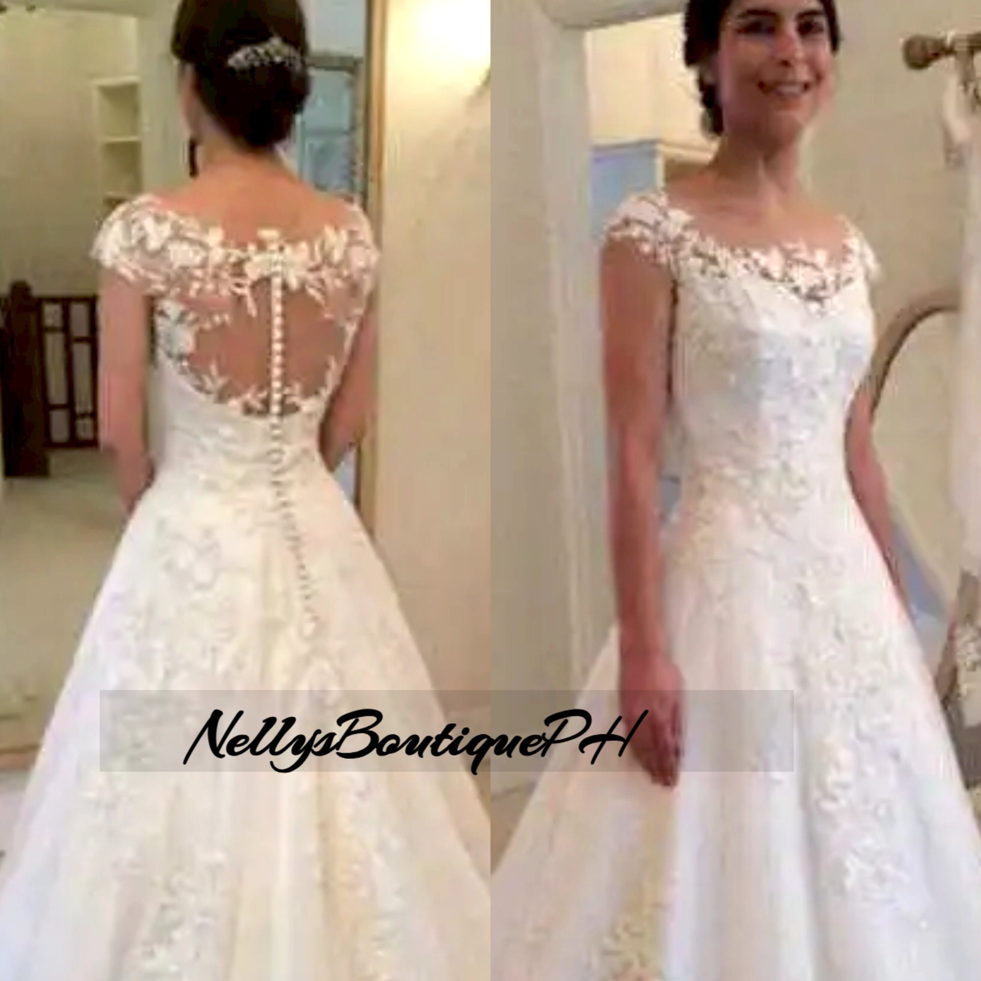 A-Line Cap Sleeves Lace Elegant Fall Wedding Dresses, Free Custom High Quality Bridal gown, WD0202 main image 1