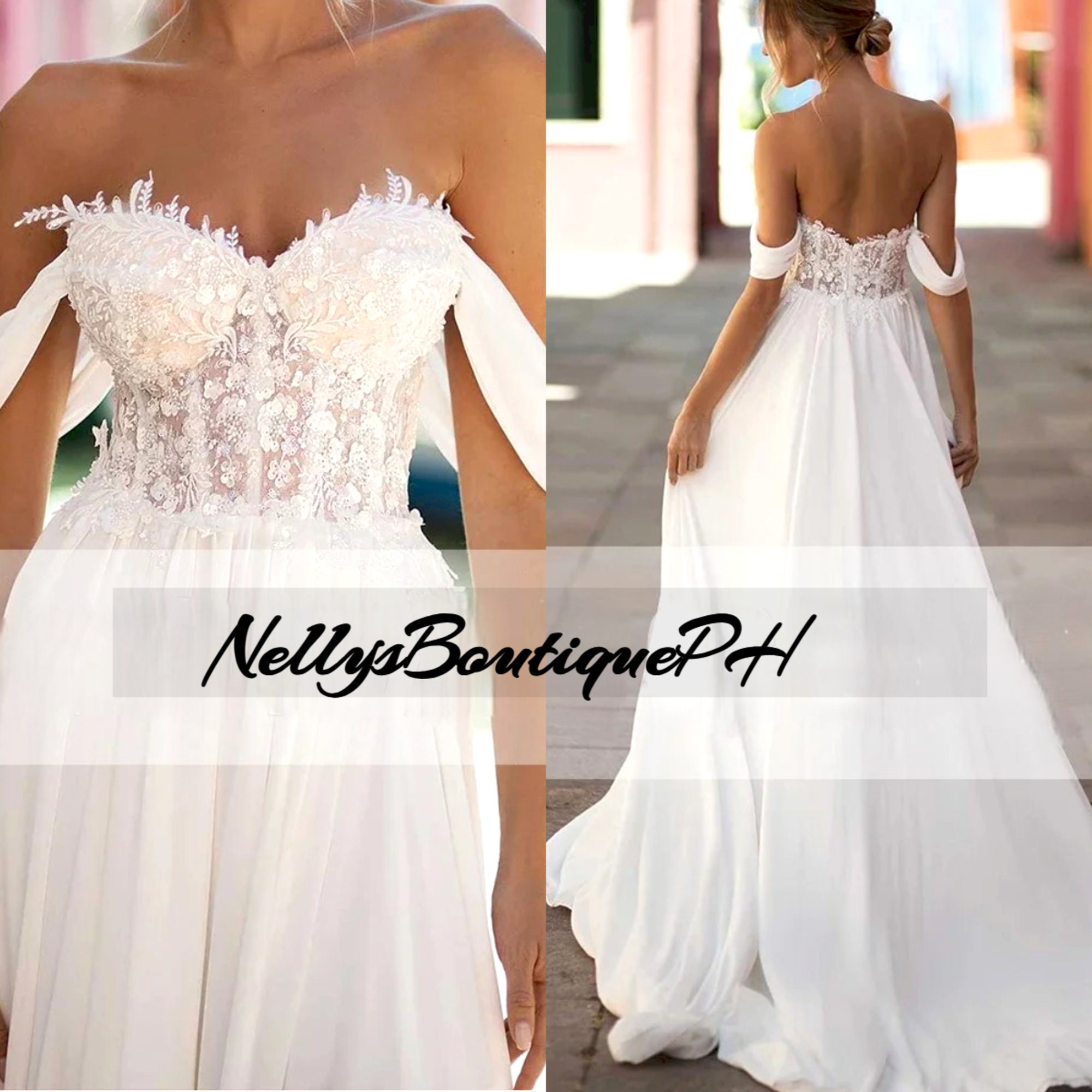 Soft A-Line White Wedding Gown with a Chiffon Overlay for a Light Feel