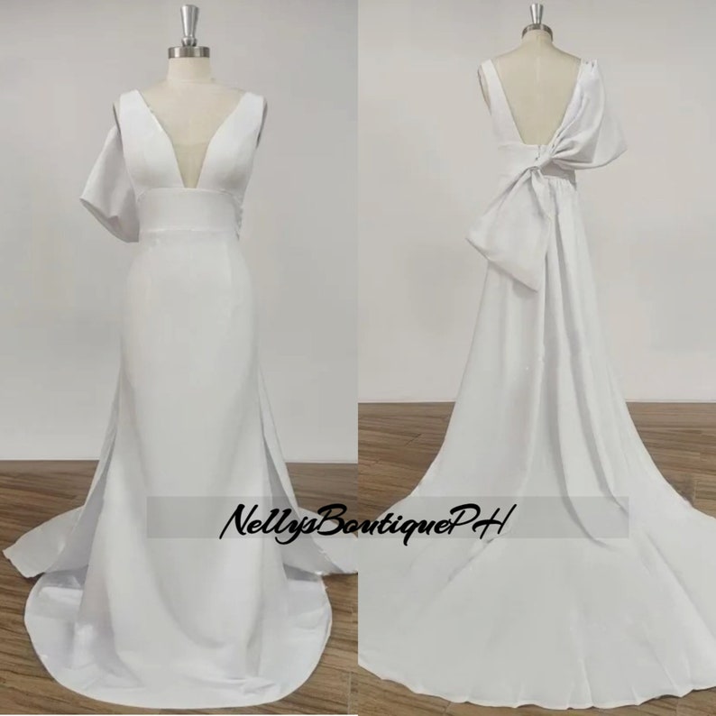 Super Cute Little White Dress Satin Vestido De Novia Court Train Bow Bridal Gown Wedding Dress Skirt Dress