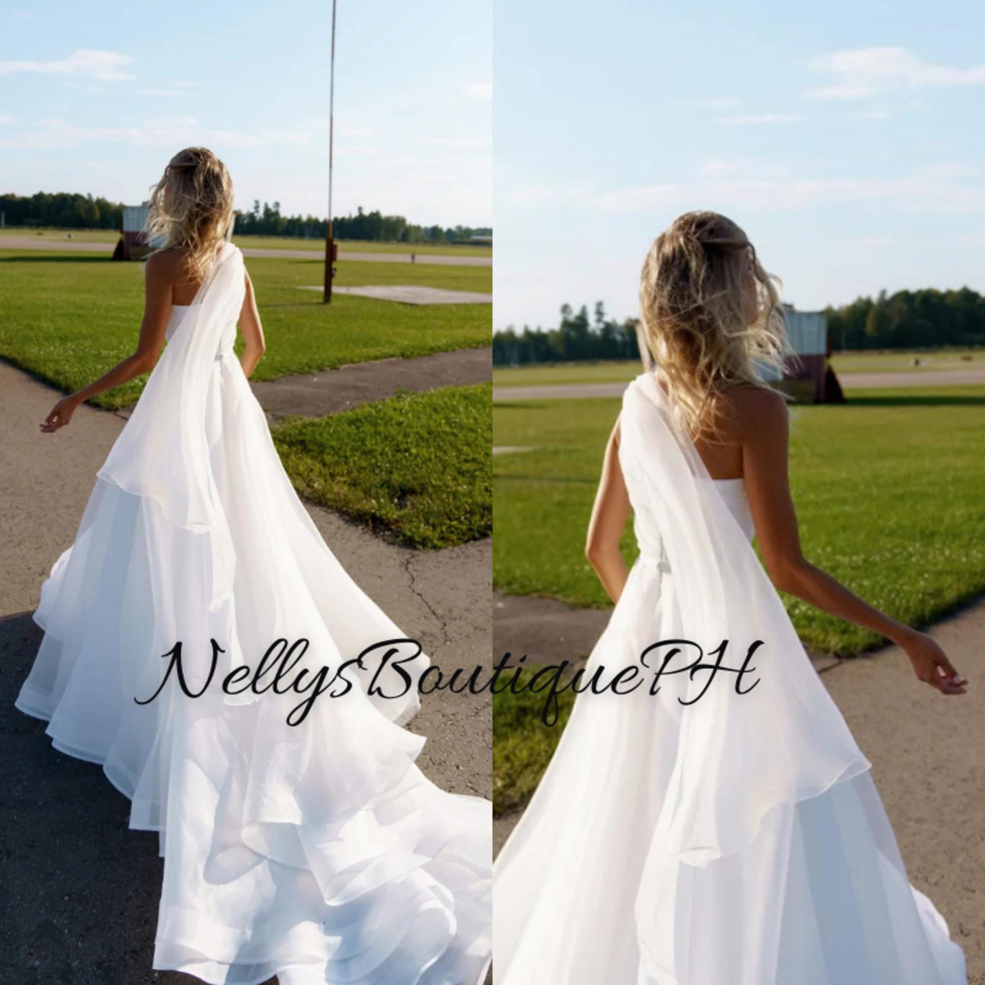 Gorgeous One Shoulder A-Line Wedding Dress with Pearl Accents main image 0