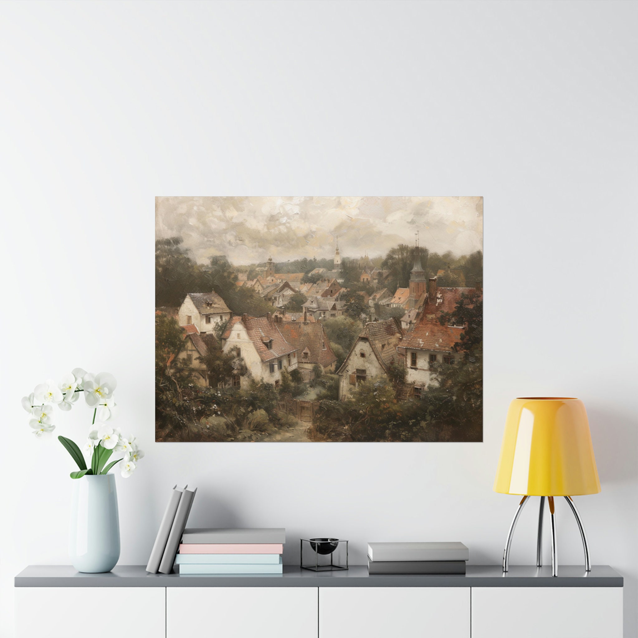 Printed European Village Wall Art Poster - Etsy
