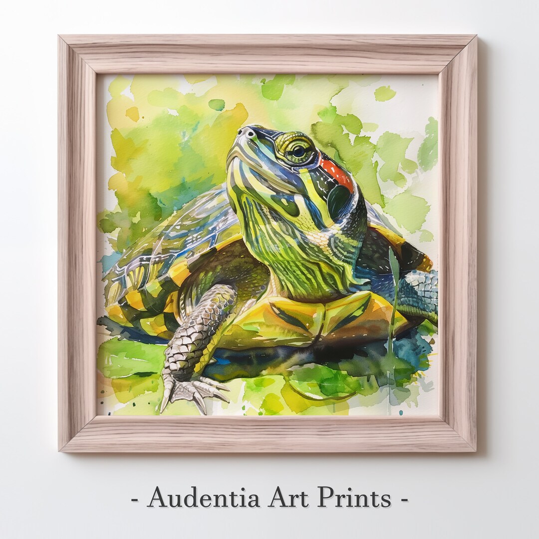 Picture of Printed Red-eared Slider Watercolor Wall Art Poster - Etsy