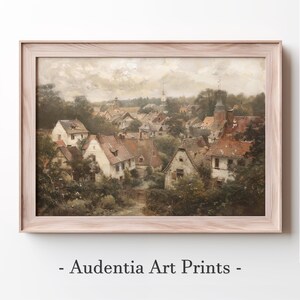 Printed European Village Wall Art Poster