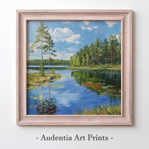 Printed Lakeside View During Summer Wall Art Poster