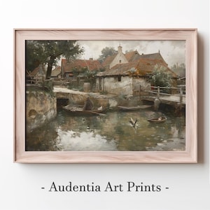 Printable Old European Village Wall Art