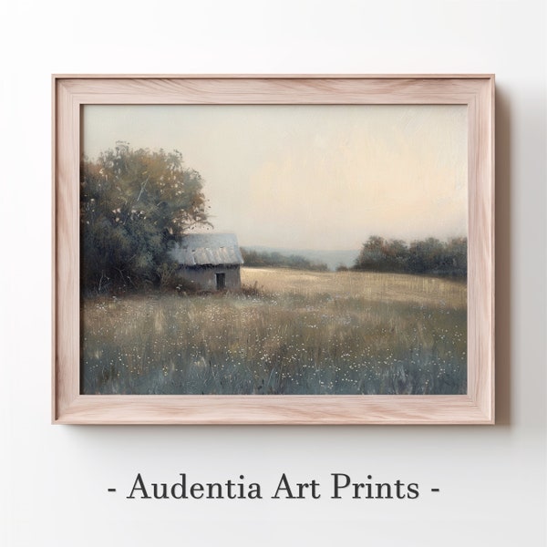 Printable Old Hay Shed by a Field Wall Art