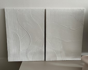 Set of 2 Minimalist Textured Art Canvas