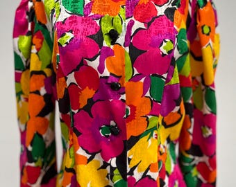 Vintage 80s colourful floral blouse