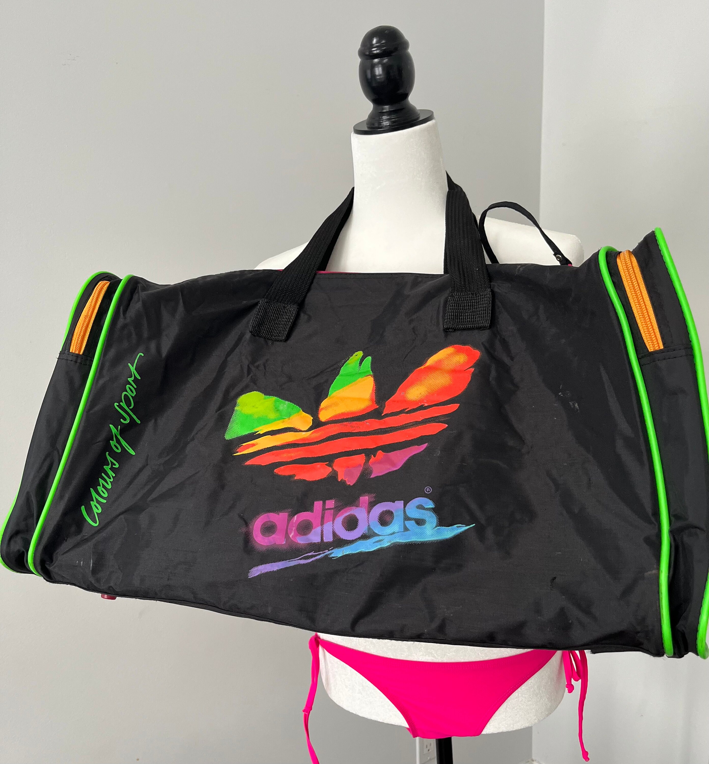 80s Neon Adidas Gym Bag Etsy