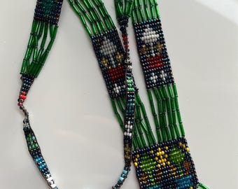 Collana vintage con perline fatte a mano, pezzo unico, in stile nativo