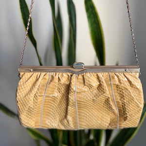 Vintage snake skin pale yellow purse