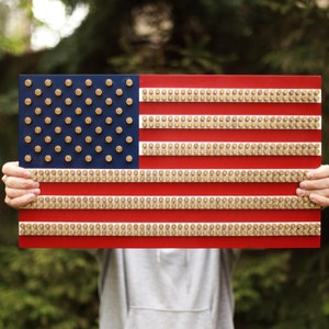 American flag wall art, Memorial day, Patriotic decor, United States patriotic gifts, Rustic american flag background with bullet gift