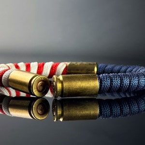 American flag bracelet, Red Blue White Bracelet, Memorial day, Handmade bracelet for husband gift, Bullet recycled art